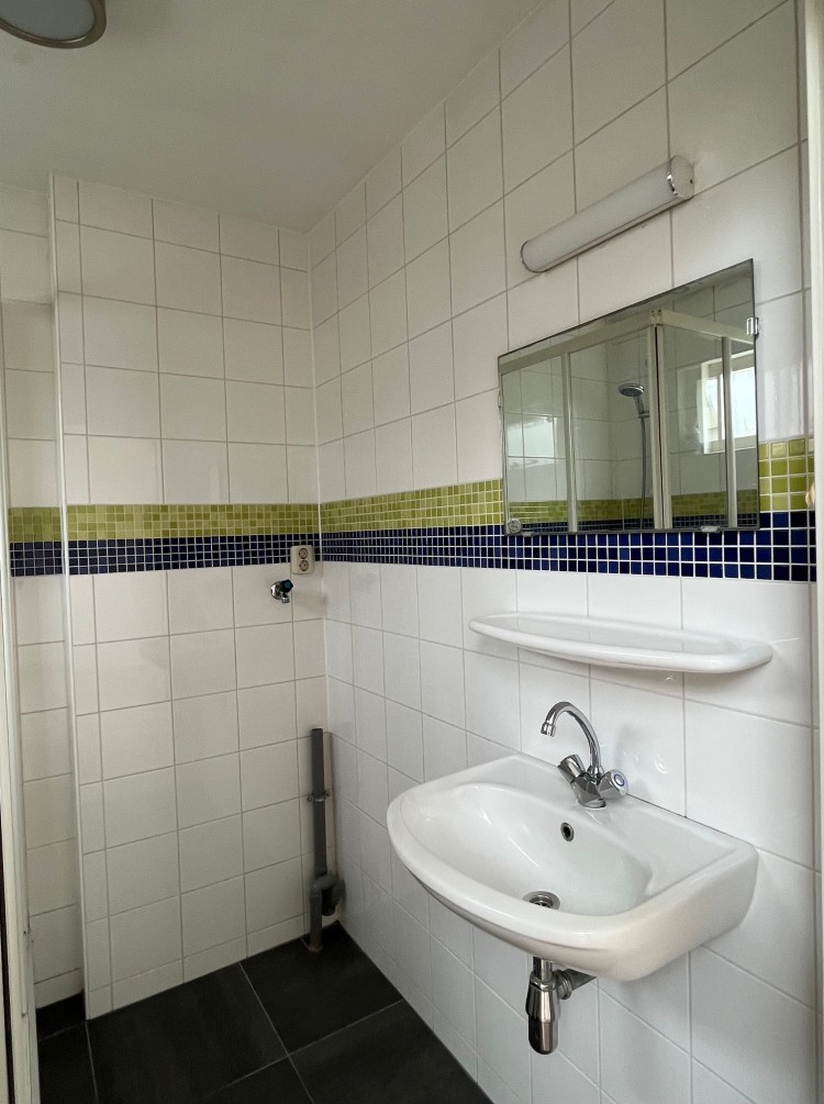 Wastafel en wasmachine aansluiting in badkamer